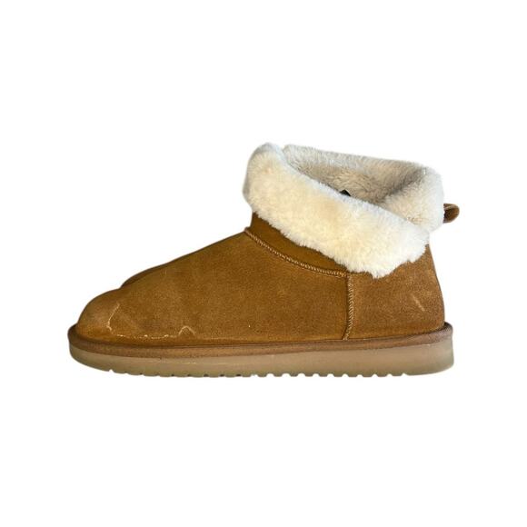 Womens Koolaburra by UGG Suede Faux Fur Mini Boots Chestnut Brown Size 10 - Picture 1 of 5